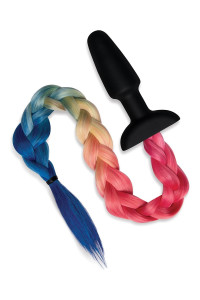  4.9 Inch Silicone Plug With Play Tails Rainbow Tail 