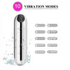 VibeX Mini Bullet, 10 Vibration Modes, ABS, USB, Silver, 7.5 cm
