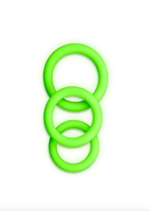 Set of 3 Glow in the Dark Silicone Rings, Neon Green
