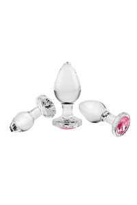 A&E PINK GEM GLASS PLUG SET