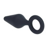 Silicone Anal Plug with Loop - S - Black