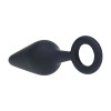 Silicone Anal Plug with Loop - M - Black