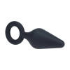 Silicone Anal Plug with Loop - L - Black