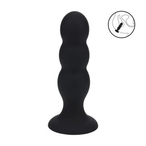 Tri Rattle Liquid Silicone Anal Plug - L - Black