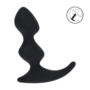 Full Double Ripple Silicone Prostate Massager - Black