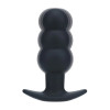 Tri Bulb Vibrating Silicone Anal Plug - Black