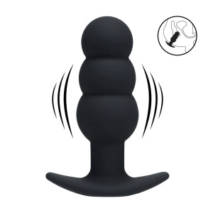 Tri Bulb Vibrating Silicone Anal Plug - Black