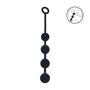 Round Silicone Anal Balls - L - 40mm - Black