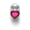 Heart Gem Butt Plug - Medium - Silver/Rubellite Pink