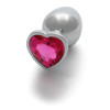Heart Gem Butt Plug - Large - Silver/Rubellite Pink