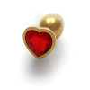 Heart Gem Butt Plug - Small - Gold/Ruby Red