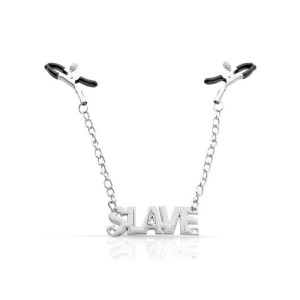 Nipple Clamps with SLAVE pendant Silver