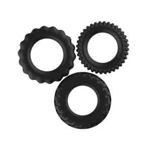 Set of 3 Black Silicone Titanium Penis Rings Guilty Toys